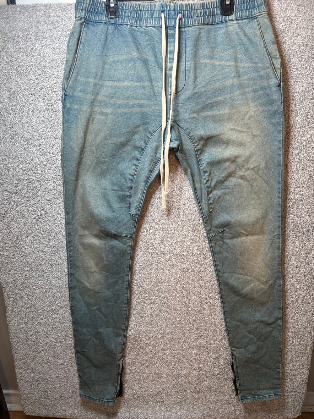 PacSun Active Stretch Denim Joggers Blue Men's Large Zip Hem